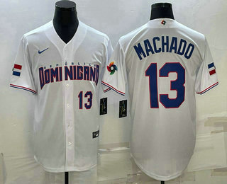 Mens Dominican Republic Baseball #13 Manny Machado Number 2023 White World Baseball Classic Stitched Jersey,We sell and wholesale Mens Dominican Republic Baseball #13 Manny Machado Number 2023 White World Baseball Classic Stitched Jersey on line form chian!